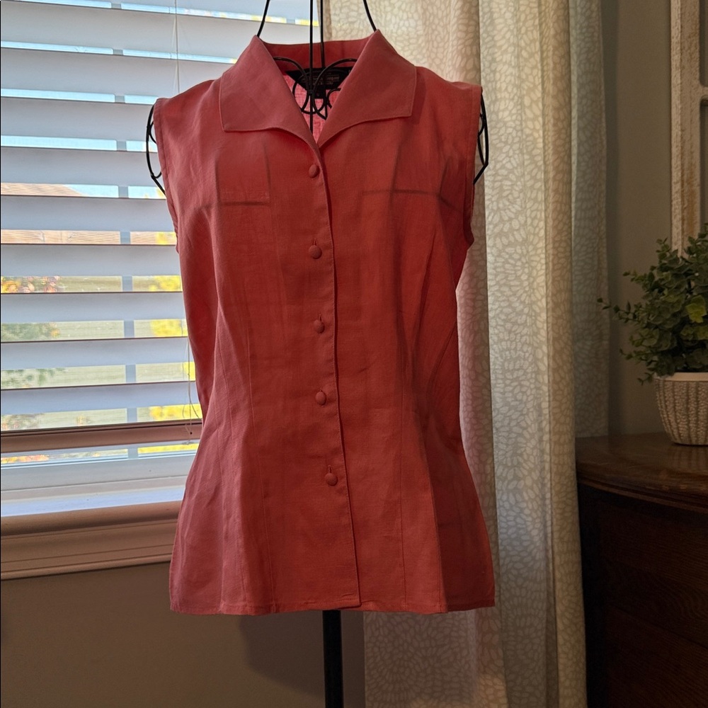 J. Peterman 100% Linen Pink Sleeveless Top, Size 6 - Picture 11 of 11